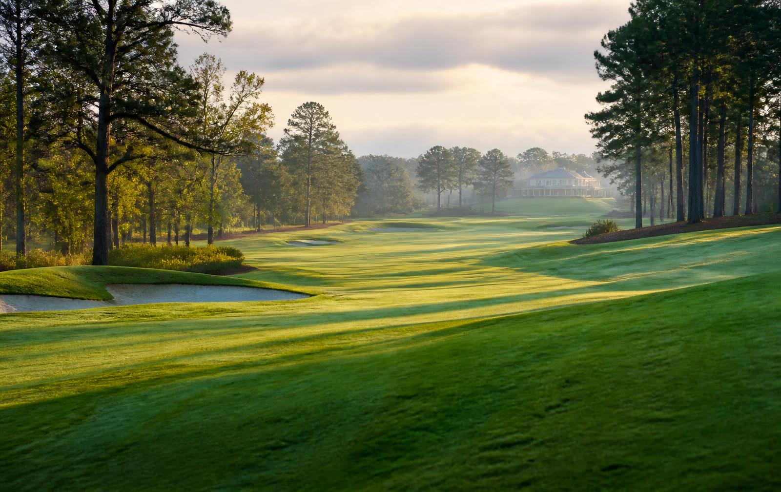 Championship golf fairway and clubhouse near Quail Hollow, Charlotte